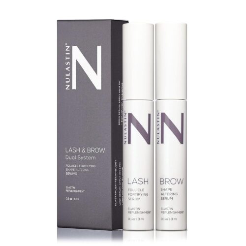 NULASTIN Eyelash Serum & Brow Serum – Lash & Brow Dual System – Eyebrow & Eyelash Enhancing Serums with Keratin & Peptides for Fuller Looking Lashes & Brows (2 Count, 0.1 Fl Oz Each)
