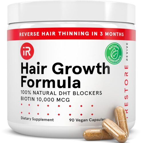 iRESTORE Hair Growth Supplement – Hair Loss Vitamins for Women and Men – Has Biotin Multivitamins & DHT Blocker to Reduce Hair Thinning – Hair Regrowth Pills for Thicker Fuller Volume – 30 Days Supply